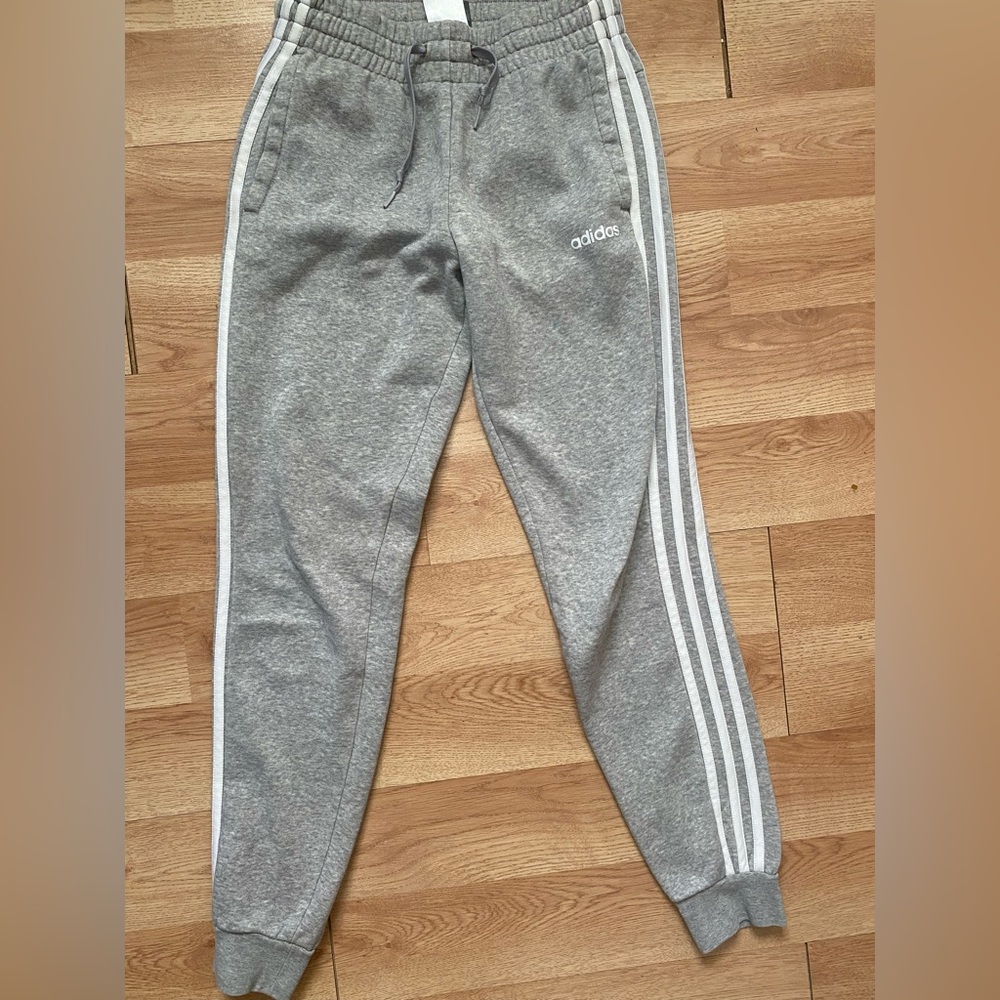 Woman’s Adidas grey striped jogget sweatpants